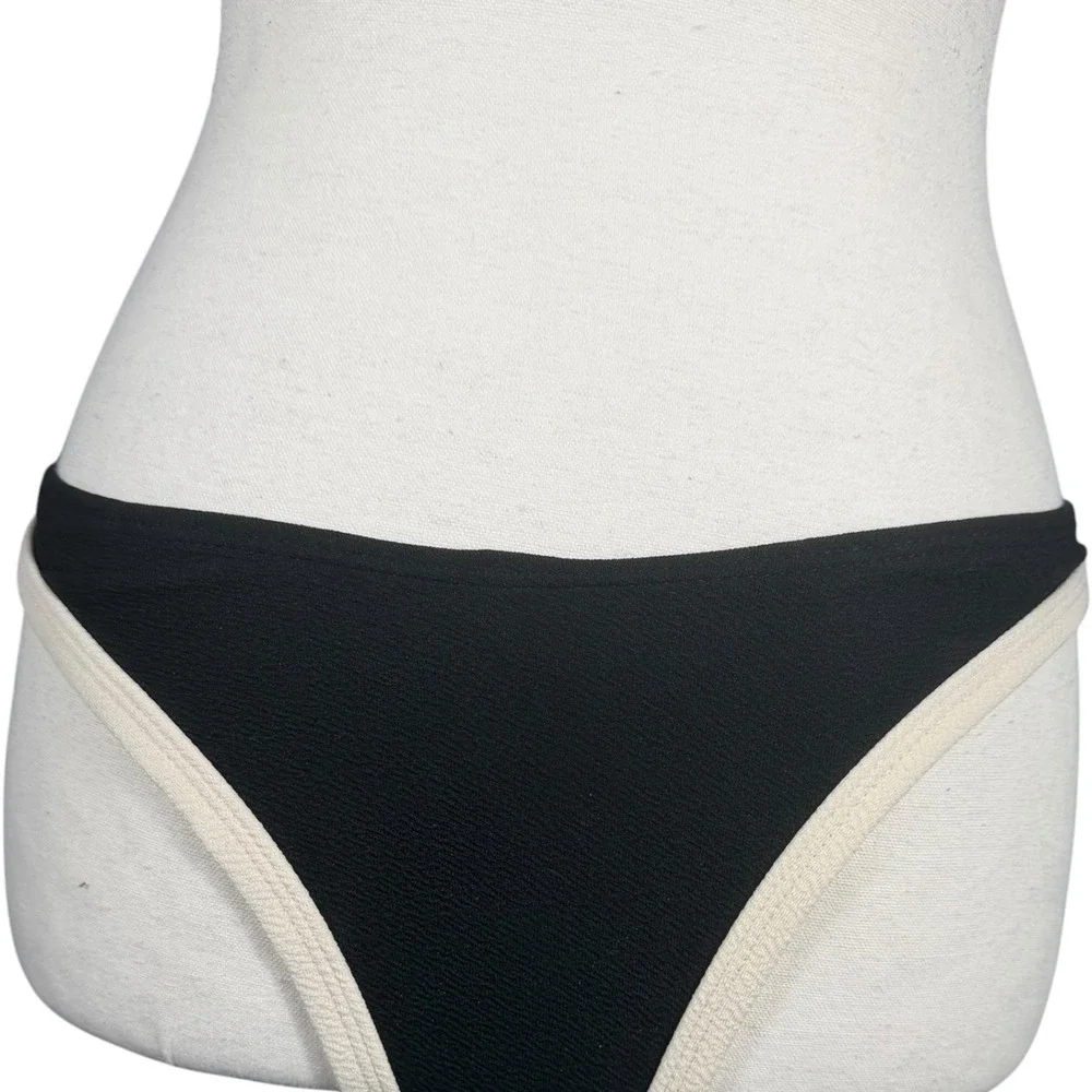 Black Cream Bikini Set‎ Womens Small Underwire High Cut Thong Swimsuit